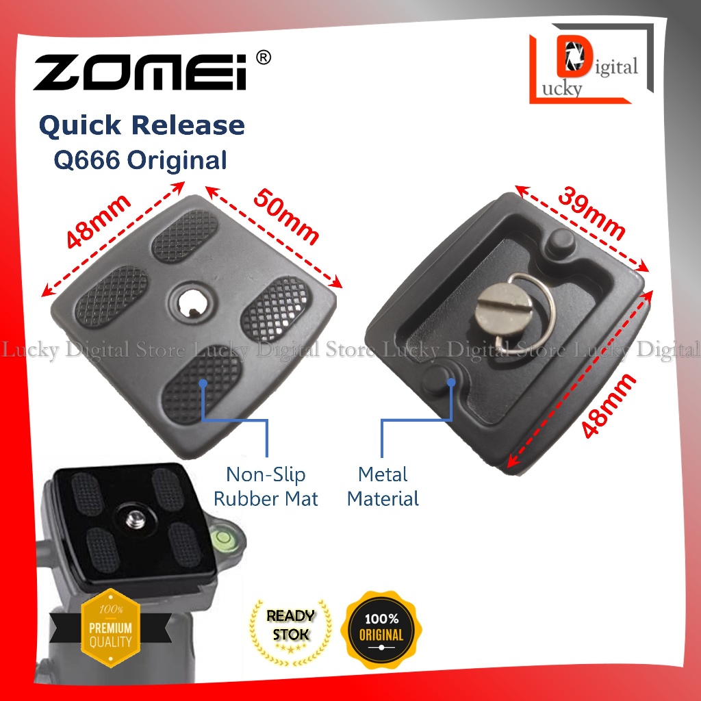 Quick Release ZOMEi Q666 / Q310 / Q111 ORIGINAL แผ่นยึดขาตั้งกล้อง ZOMEi M5 / Q188 / Q222 / Q100