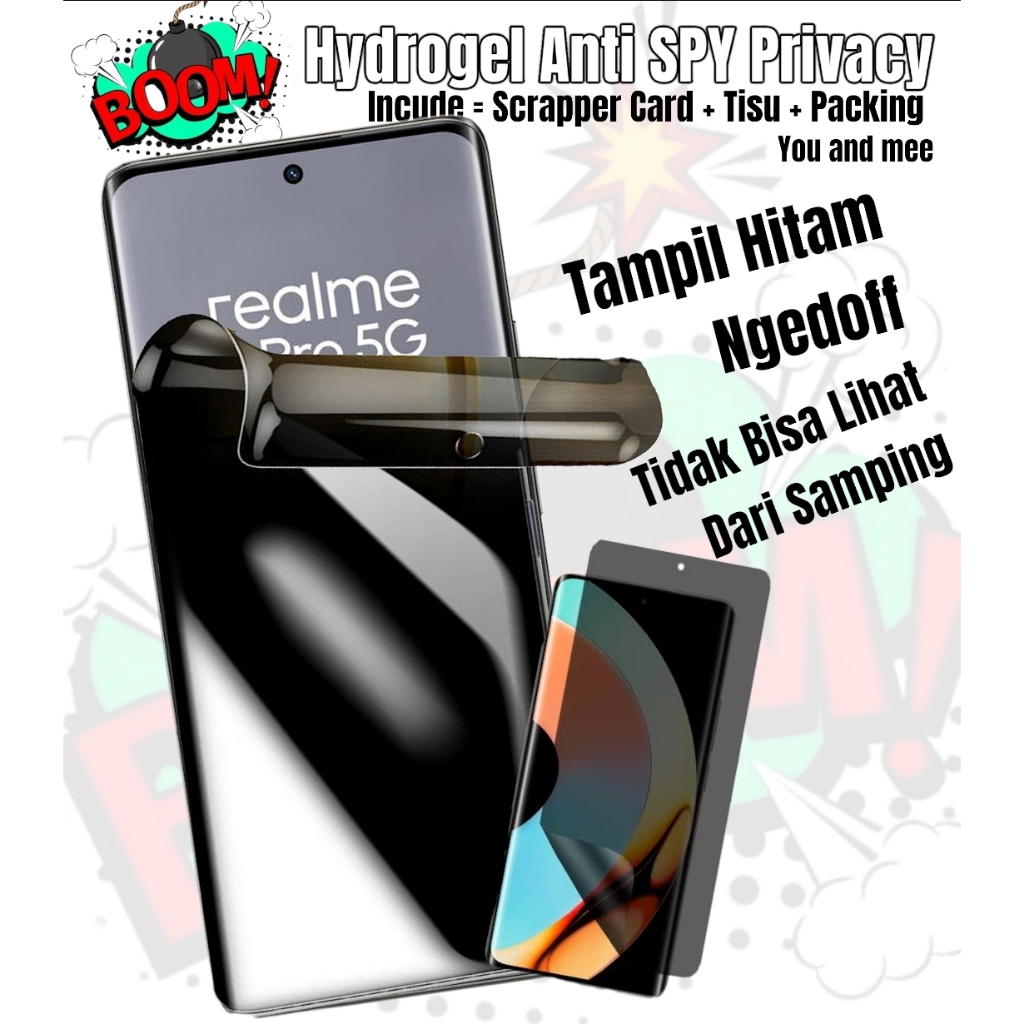 HANS- BO0M ! Hydrogel Anti SPY BLACK DOFF SAMSUNG A15 A25 A54 A34 A24 A14 A73 A53 A33 A23 A13 A72 A5