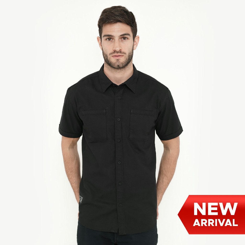 KEMEJA Cressida Mens Slim Fit Casual Shirt สีดํา - HMKBS.PB434X