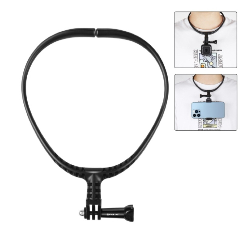 PULUZ สายคล้องคอ Mount Lazy วงเล็บปรับได้แฮนด์ฟรียืดหยุ่นคอ Mount Harness ปรับ Comfort สายคล้อง Univ