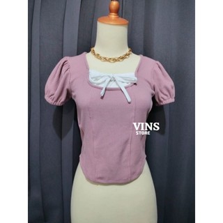 VINEST - Crop top Ayumi knit premium / atasan wanita korean knit premium