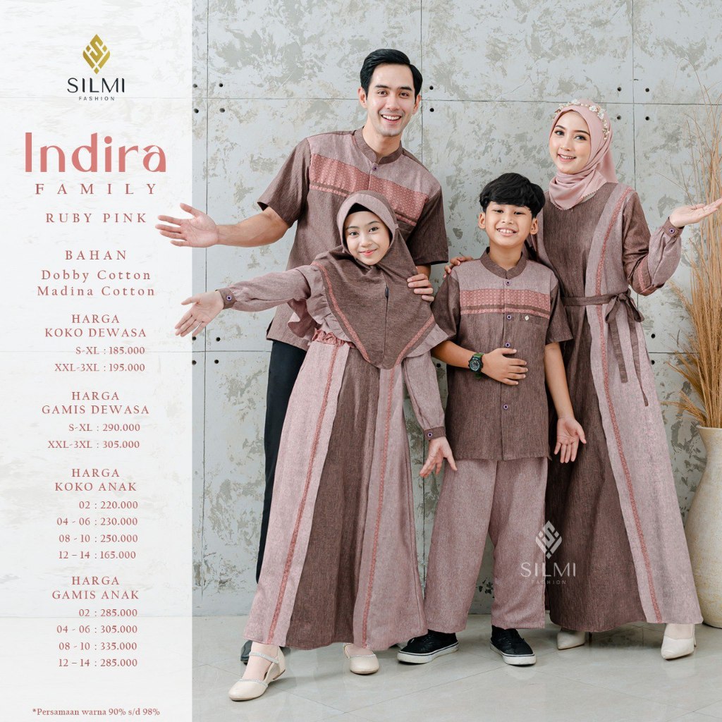 เสื้อคลุมชาวมุสลิม Dannis 2024 Indira Family Ruby pink Eid Brocade 2024 Ori 100%