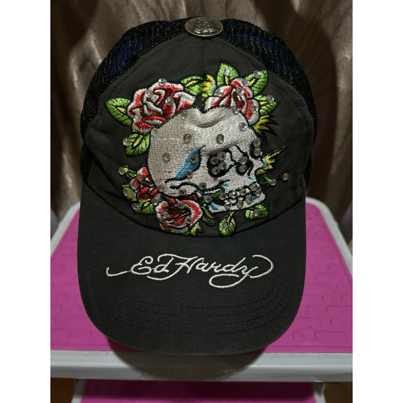 Hitam Ed Hardy Skull หมวกมือสไตล์สุทธิสีดํา