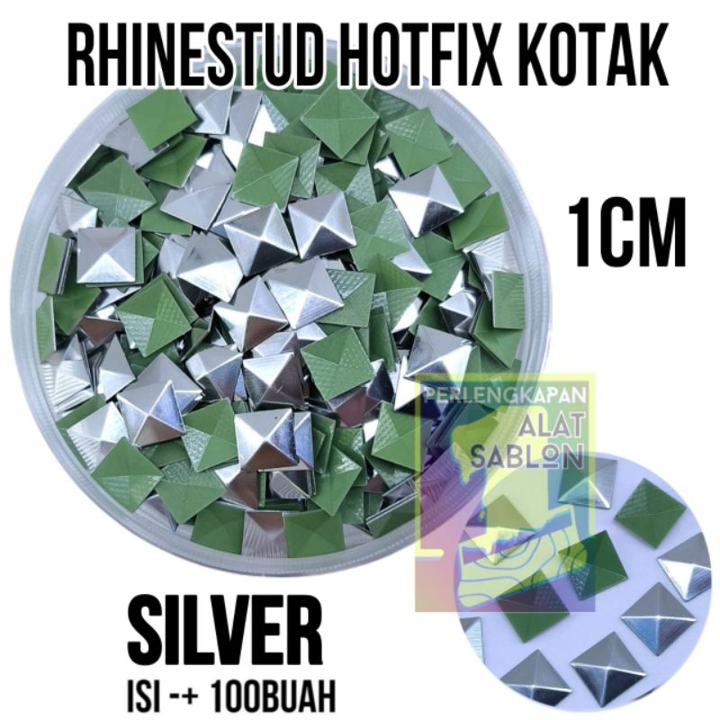 RHINESTUD SQUARE 1CM HOTFIX SILVER STICK