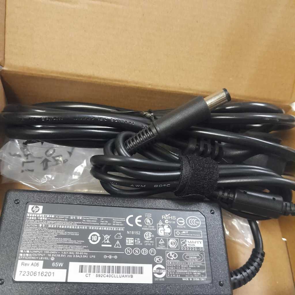 ที่ชาร์จแล็ปท็อป HP Compaq CQ20 CQ40 CQ45 CQ60 18.5V3.5A สายพลังงานฟรีของแท้