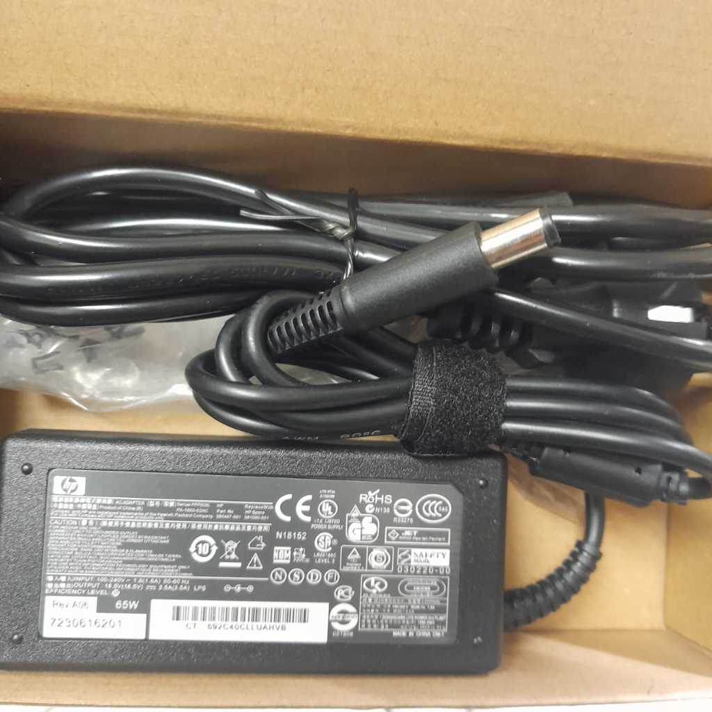 ที่ชาร์จแล็ปท็อป HP Compaq CQ20 CQ40 CQ45 CQ60 18.5V3.5A สายพลังงานฟรีของแท้