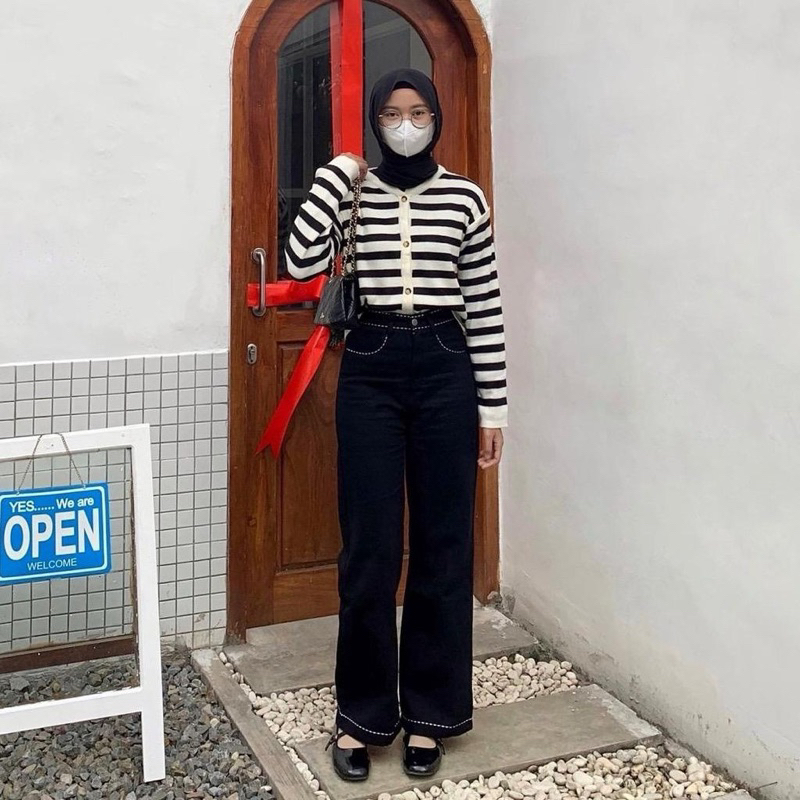 GIRLFASHIONSTORY ORIGINAL MOURA STRIPE CARDIGAN