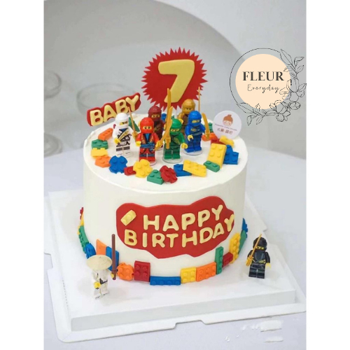 LEGO THEME เค้กอุปกรณ์เสริม ROBOT ROBLOX BRICK MINIFIGURES BLOCK CITY NINJAGO เค้กวันเกิดตกแต่ง past