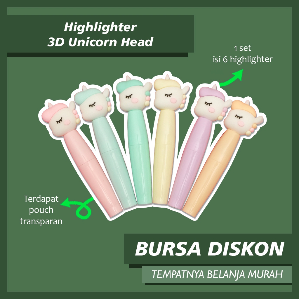 3D Highlighter XYUEH XYH-985 Unicorn Head Horse Marker Pony Marker Textlighter Textliner หน้าหนังสือ