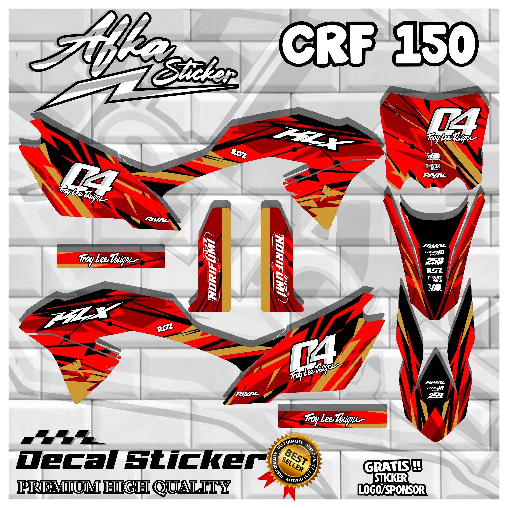 Striping Decal สติกเกอร์ KLX BF, SE-Full Body-Super Glossy, Premium-Latest Racing Design Motif-AK-04