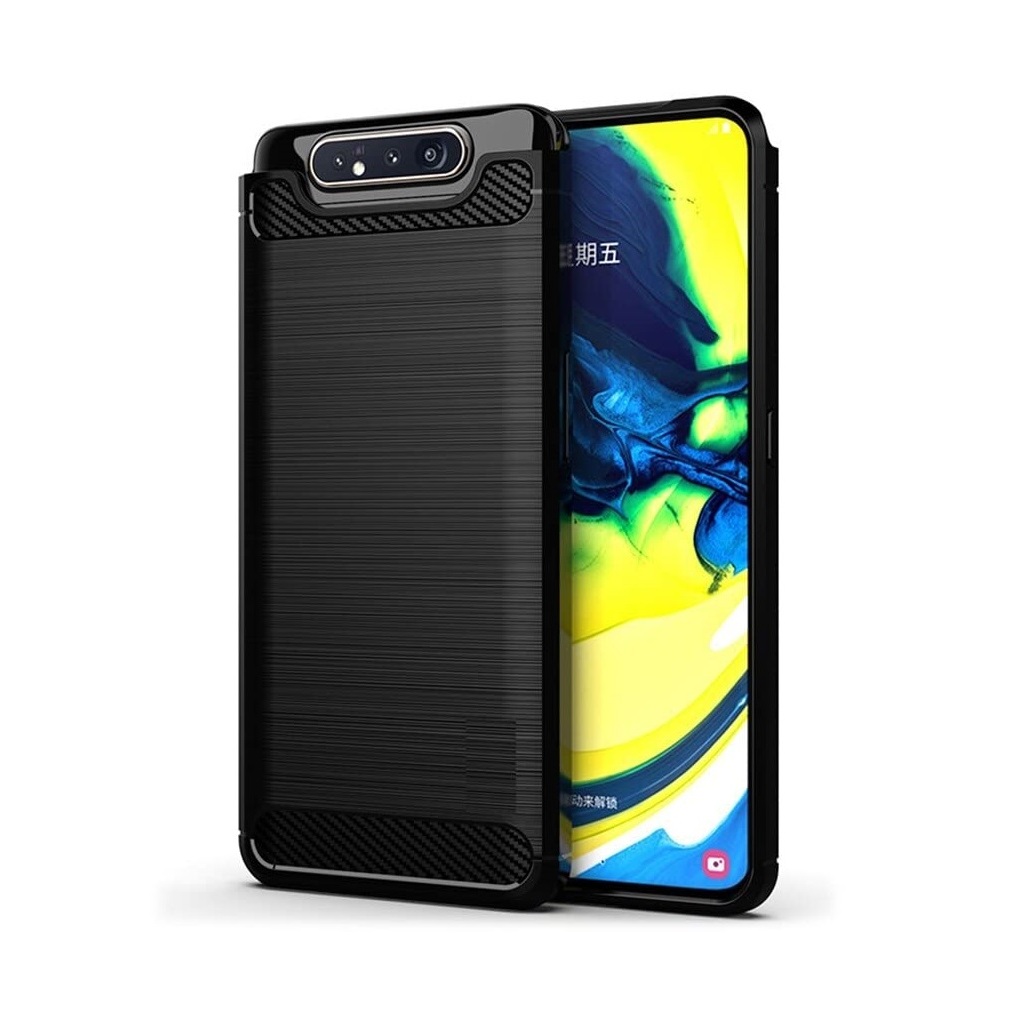 เคส Samsung Galaxy A80 Fiber Softcase Carbon Premium - (สีดํา)