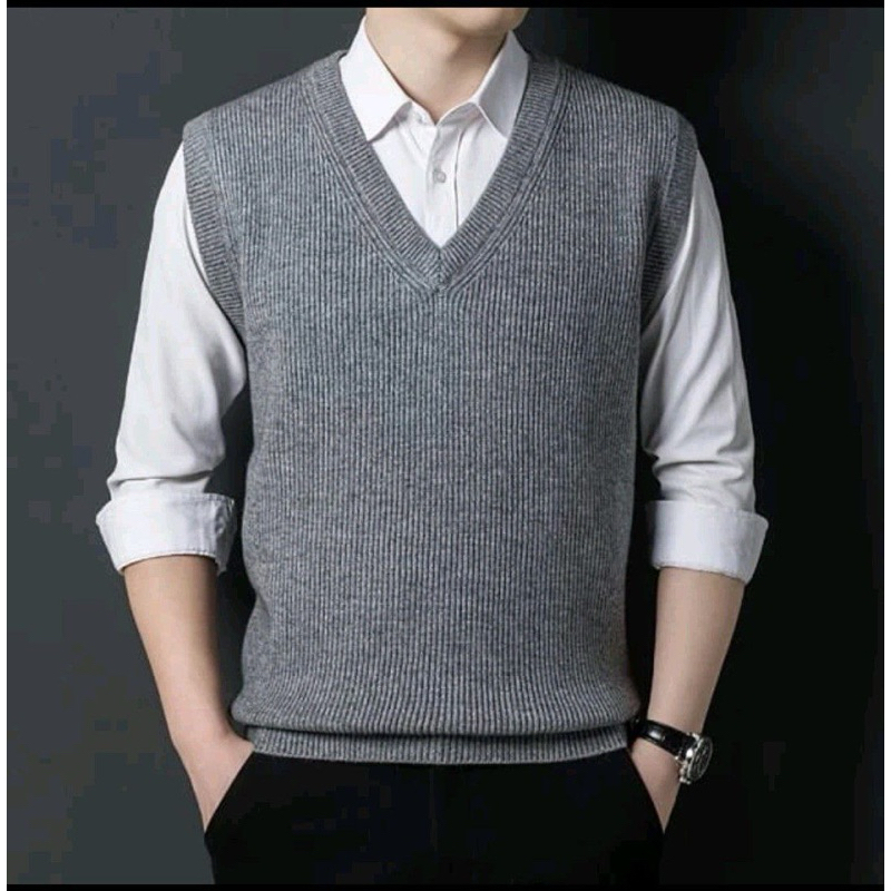 PREMIUM MENS KNIT VEST V-NECK LIST / PLAIN KNITTING VEST LIST สไตล์เกาหลีที่ดีที่สุด