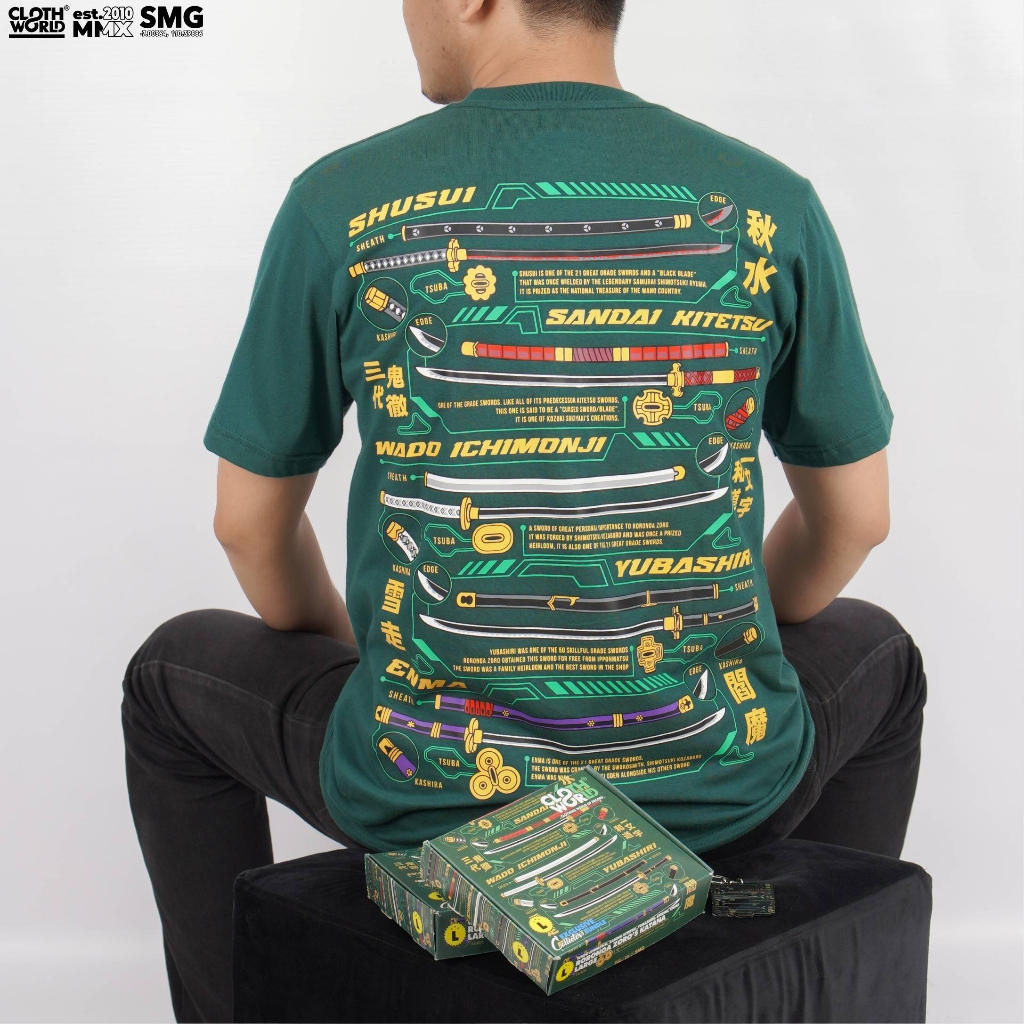 Clowor Roronoa Zoro Katana ดาบ Mugiwara Strawhat โจรสลัด One Piece อะนิเมะ Kaos เสื้อยืด 24 S 185 GS