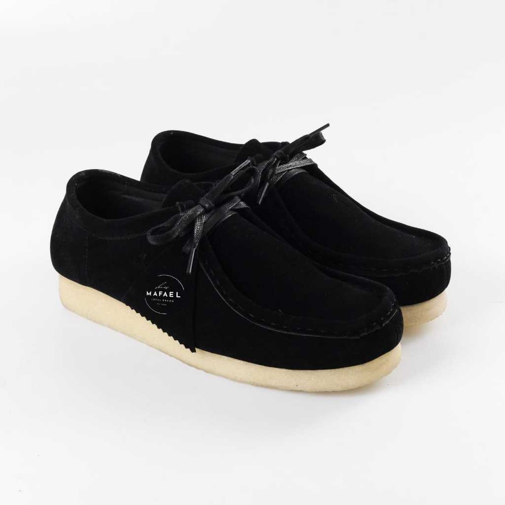 รองเท้าลําลองผู้ชาย - รองเท้า Chunky Wallabee - รองเท้า Clarks Suede Natural Black