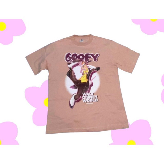 เสื้อยืดโอเวอร์ไซส์ Unisex Salmon Pink Brand Fillingstreet y2k Streetwear Goofy Walt Disney World