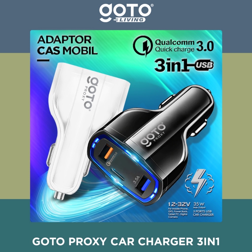 ขายที่สุด Goto Proxy 3In1USBTypeC อะแดปเตอร์ชาร์จในรถยนต์แบบชาร์จเร็ว