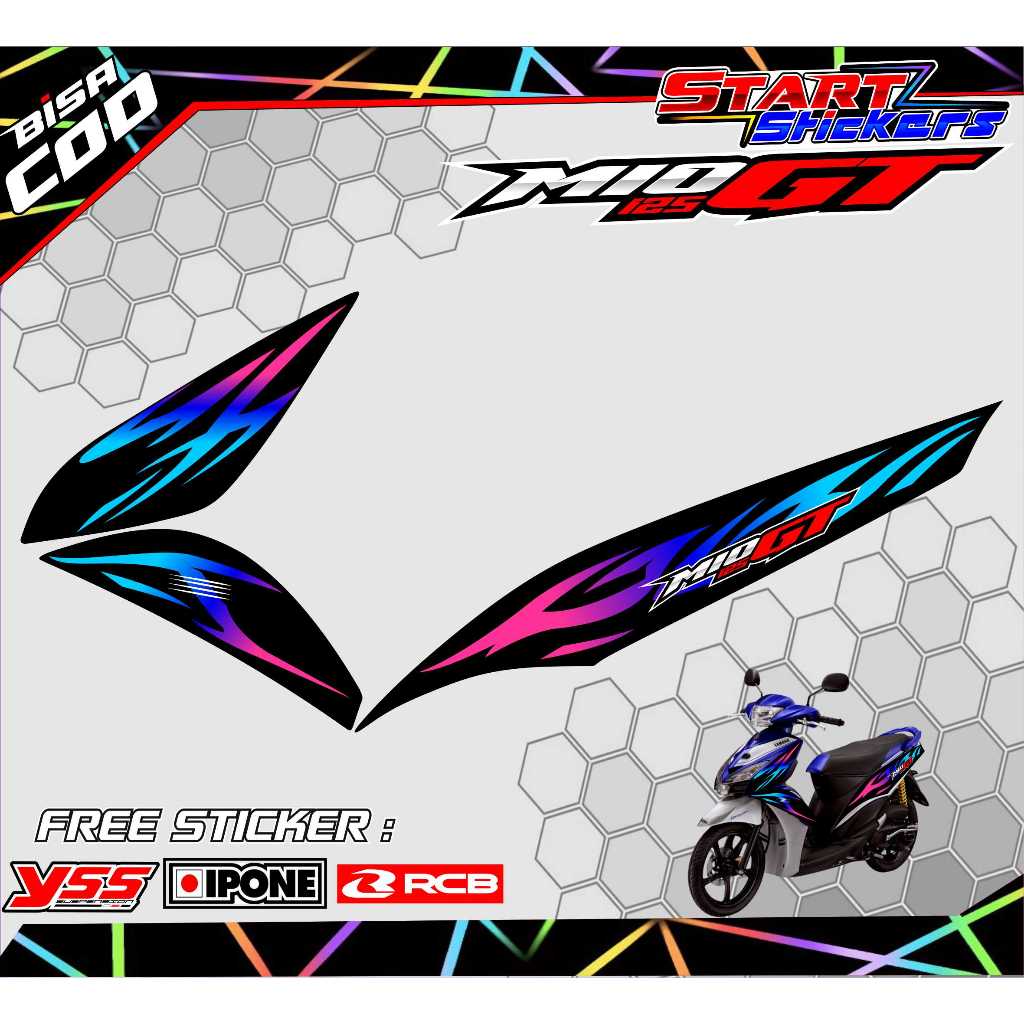 YAMAHA MIO GT 125 VARIATION STRIPING / YAMAHA MIO GT 125 MOTORCYCLE LIST STICKER