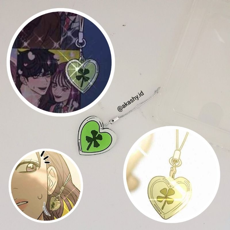 Gantungan อะคริลิคโทรศัพท์ Charm Operation True Love Hanger HP Operation True Love Webtoon Love Clover