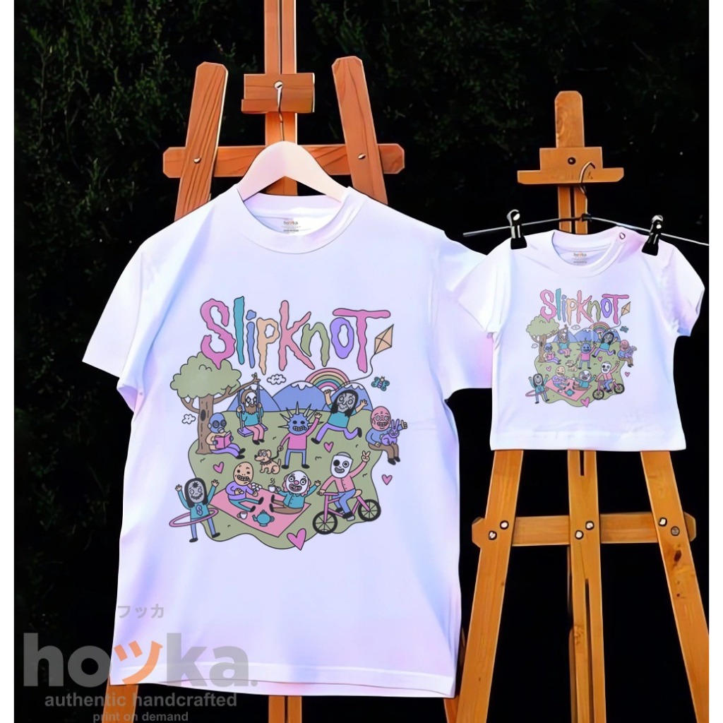 เสื้อยืดวงการ์ตูน HOOKA Slipknot สําหรับผู้ใหญ่และเด็ก Combed 30s