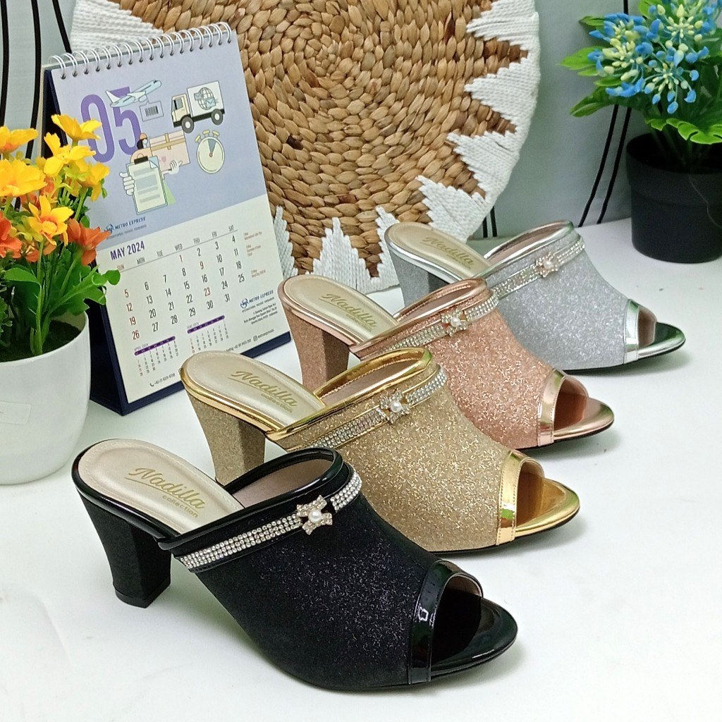 My Glory 9948 รองเท้าแตะสําหรับงานแต่งงานของผู้หญิงพร้อมรองเท้าส้นสูง 7 ซม.