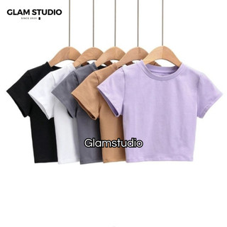 Glamstudio - Crop Top Polos Kaos Crop Tee Wanita Slim fit ( CT 001 (2) )