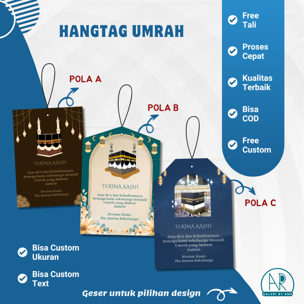 D52 Custom Umarh Hangtag | แขวนแท็ก Umarh hajj ป้ายป้ายขอบคุณพระเจ้า umrah hajj mabrur การ์ดอวยพรของ