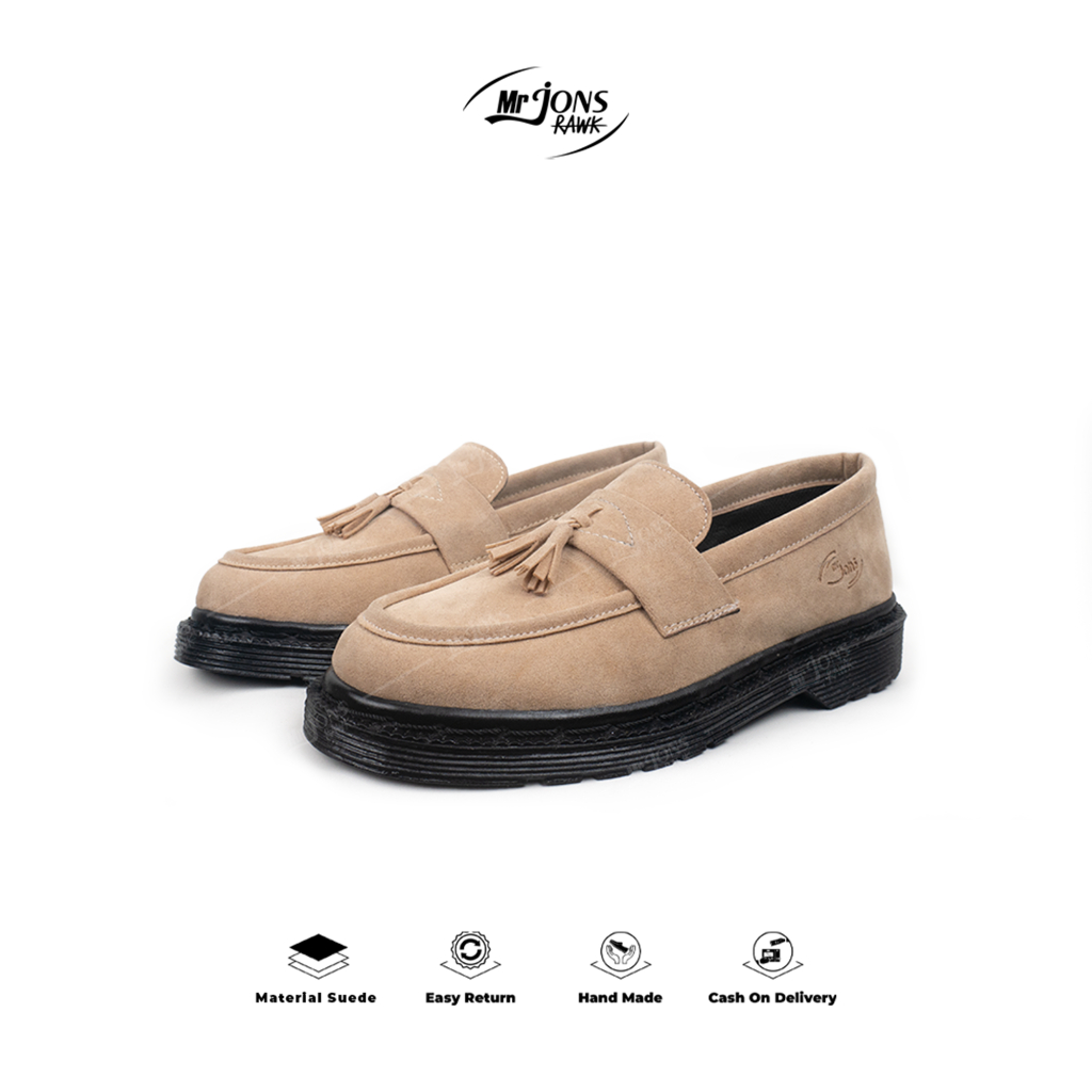 Mr.Jonsrawk Official - Mens Womens Casual Cream Leather Penny Loafers Shoes