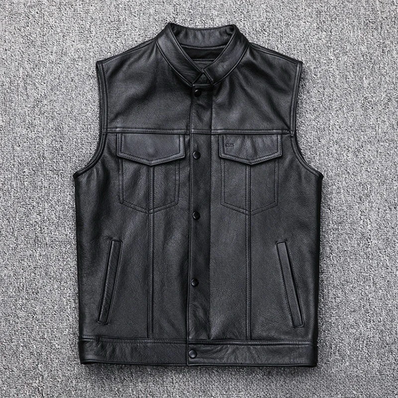 Hudson INDUSTRAIES ผู้ชาย SEMI หนัง VEST แจ็คเก็ตหนัง/ ผู้ชาย TOURING รถจักรยานยนต์หนัง VEST