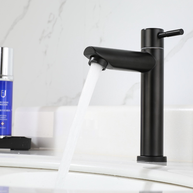 Hitam Black Water Faucet Sink Hand Wash Single Cold Faucet Stainless Steel B132