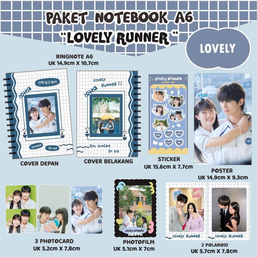 RUNNER - RYU SUNJAE - IM SOL - BEYON WOSEOK - KIM HYEYOON NOTEBOOK PACKAGE - PHOTOCARD - KEYCHAIN LOVELY RUNNER