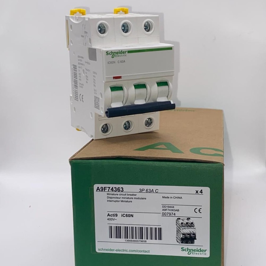 MCB SCHNEIDER IC60N 3P 63A 3phase 6kA A9F74363 MINIATURE CIRCUIT BREAKER 3Pole 3 เฟส 3 P