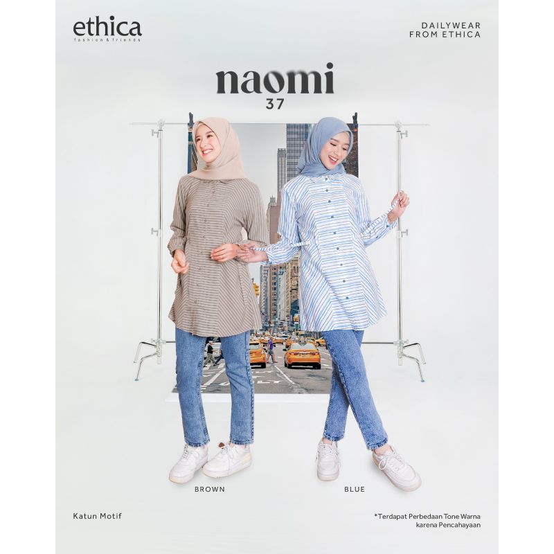 Katun KEMEJA NAOMI 37 BLUE ETHICA BLOUSE Shirt/NAOMI 37 BROWN/ผ ้ าฝ ้ าย BLOUSE/MOTIF Cotton BLOUSE
