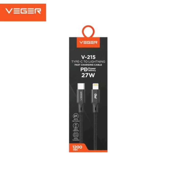 VEGER V215 สาย USB-C ถึง LIGHTNING / VEGER V205 27W PD TYPE C ถึง LIGHTNING สายชาร์จข้อมูลอย่างรวดเร