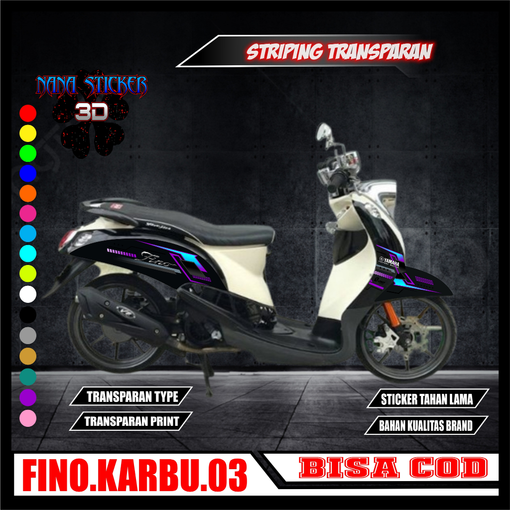 FINO KARBU TRANSPARENT Striping Sticker Variations รายชื่อสติ๊กเกอร์สําหรับ FINO KARBU CODE 03 ตัวรถมอเตอร์ไซค์