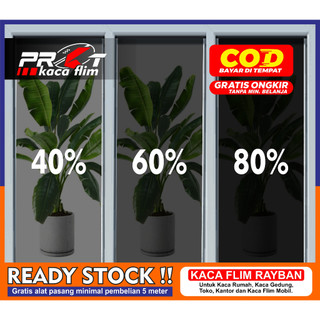 Stiker Kaca Film Jendela Rumah Kaca Film Mobil Riben Warna Hitam 40% 60% 80%