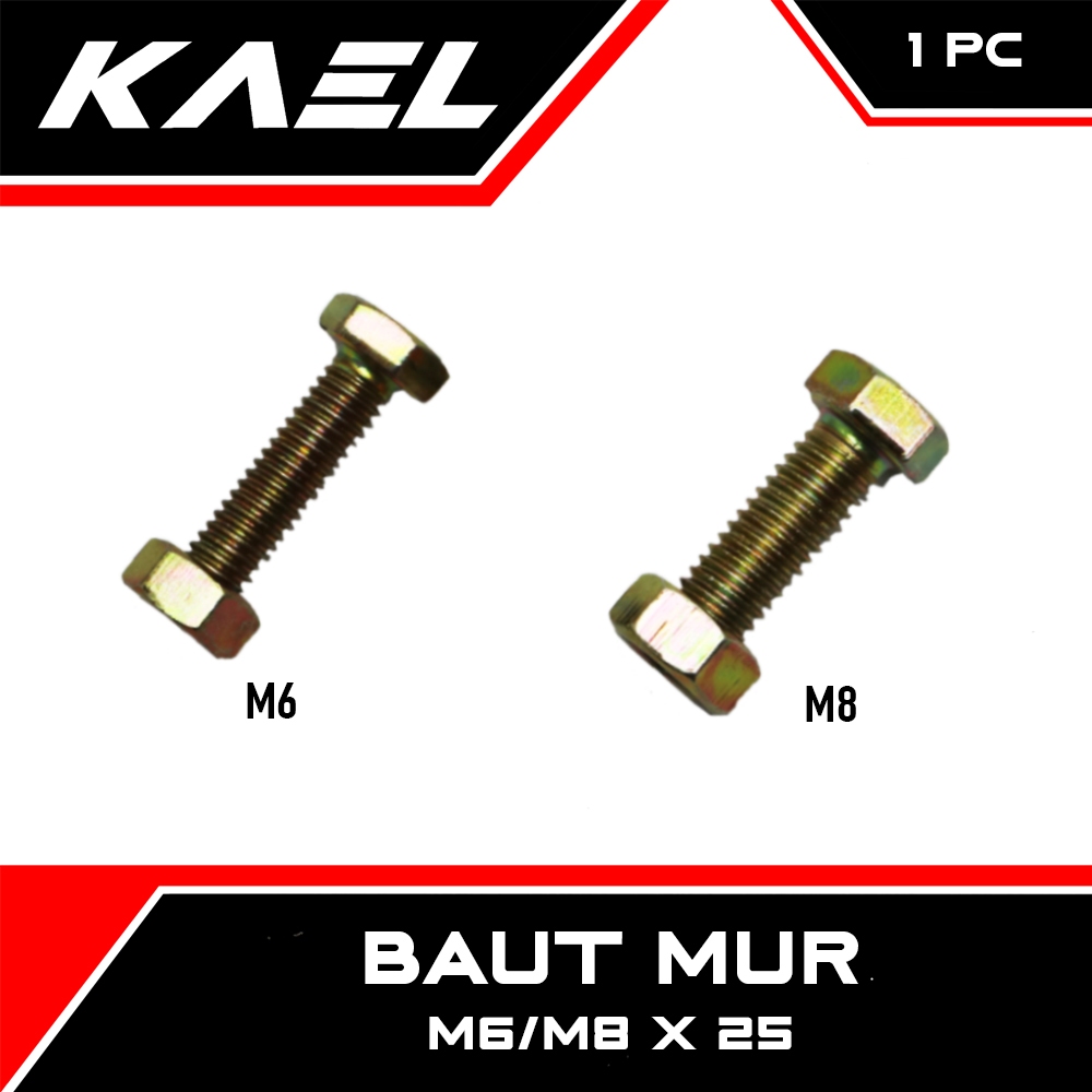 Bolt Nut M6x25 M8x25 M6 M8 x 25 8x25 M 8 6 Nut Yellow Bolt Key 10 12