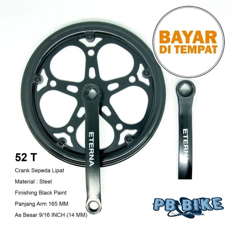 Crank เดี่ยว 1 ความเร็ว Eterna 52T 52 T เกียร์ด้านหน้า Crankset จักรยานพับ Seli Minion Minitrex Fixi