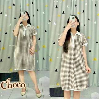 Dress SAMIRA Motif Midi Kerah Kombinasi