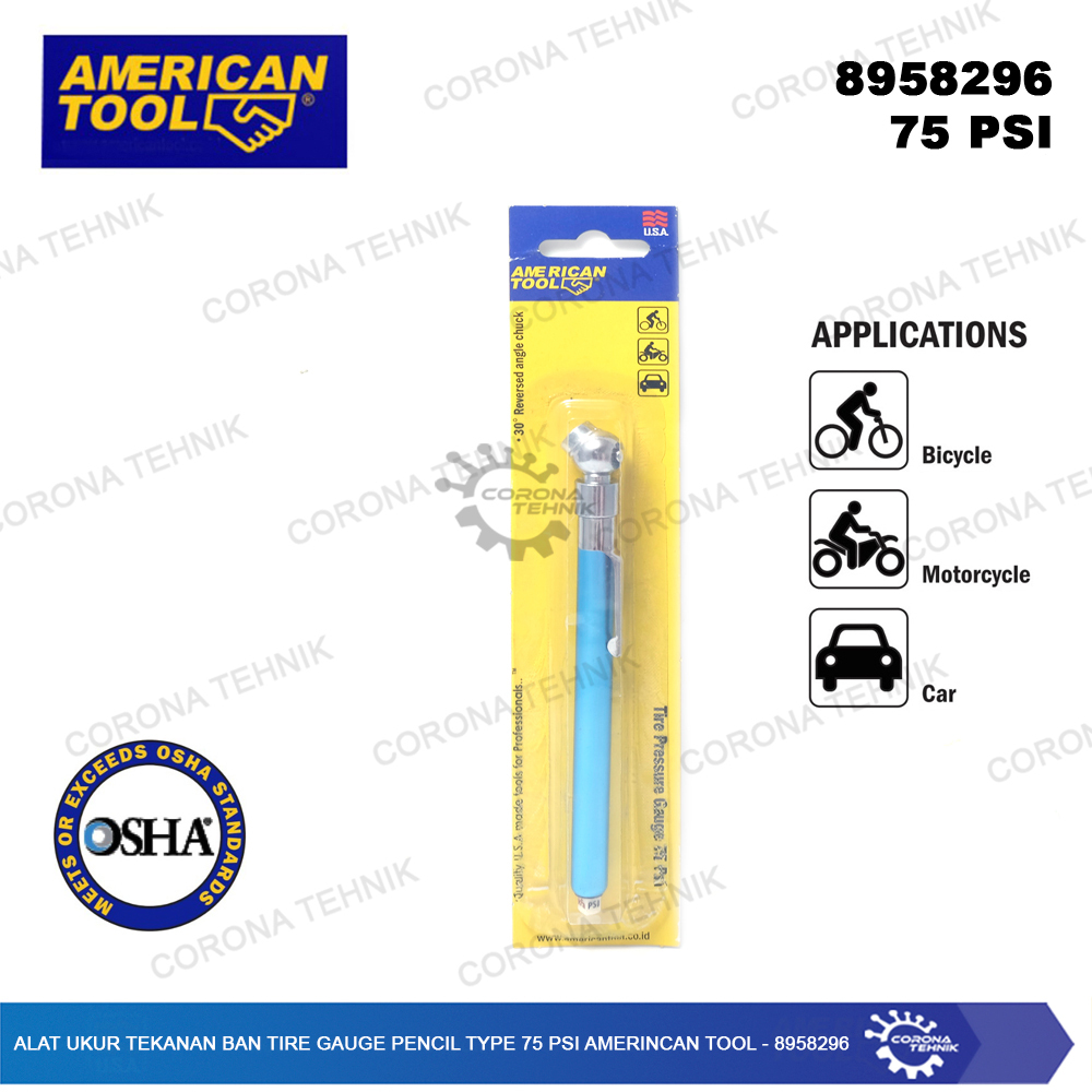 เครื่องมืออเมริกัน 8958296 - แรงดันลมยาง GAUGE PENCIL TYPE 75 Psi