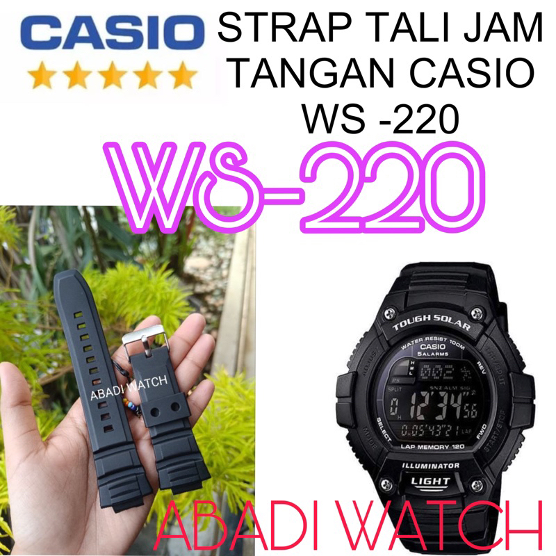 Casio WS220 W-S220 WS 220 W S220 สายนาฬิกายาง สายนาฬิกา Casio เหมาะกับใช้งานได้โดยตรง