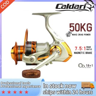 Indonesia Spot [Dikirim Dari Jakarta] DAlWA reel Spinning Mesin Pancing reel Reel fishing reel Reel Pancing Logam Penuh Poros kawat logam Reel pancing jarak jauh Rasio kecepatan5.2:1 Mesin Pancing Rod