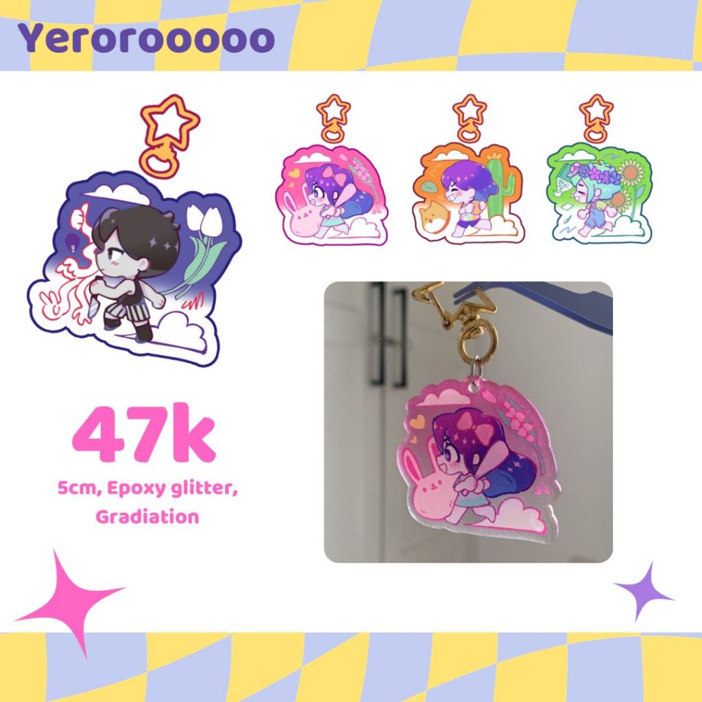 [Omori Fanmerch] พวงกุญแจ Epoxy Glitter และผองเพื่อน โดย Yeroorooo