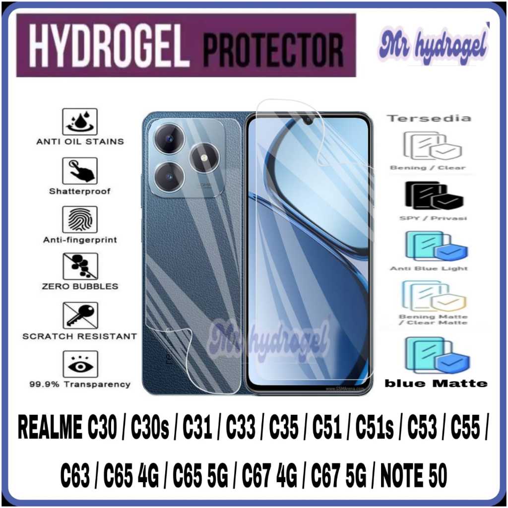 ไฮโดรเจลป้องกันรอยขีดข่วน Flim สําหรับ REALME NOTE 60 / NOTE 50/ C30 / C30S / C31 / C33 / C35 / C51 