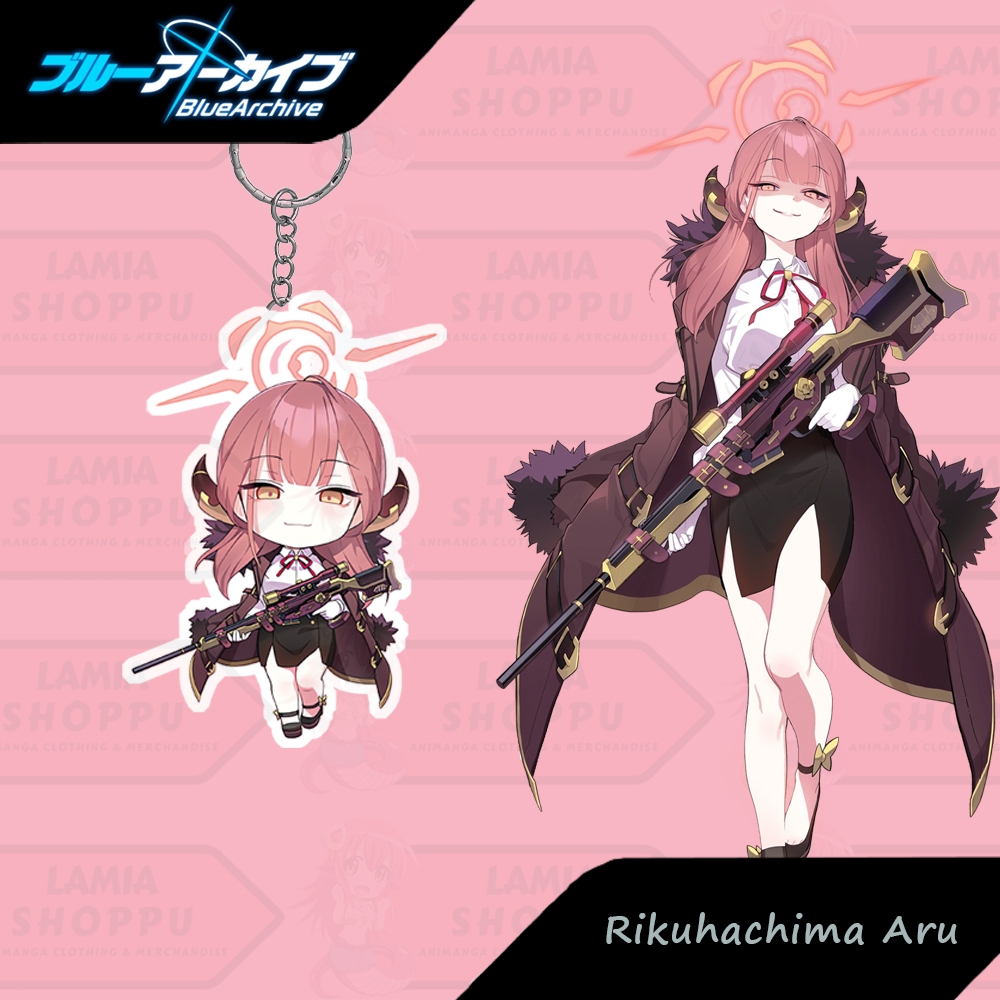 GANTUNGAN พวงกุญแจ Chibi สีฟ้า Archive Aru Rikuhachima | พวงกุญแจ Aru Problem Solver 68 | พวงกุญแจ B