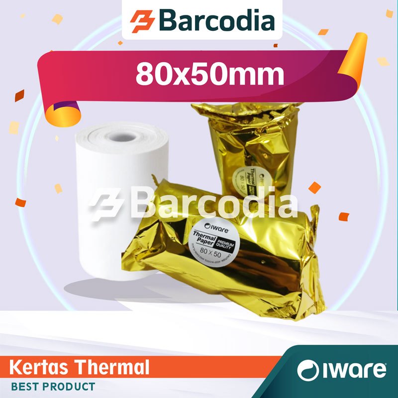 กระดาษเทอร์มอล Barcodia 80 มม. 80x50 ม้วน Iware