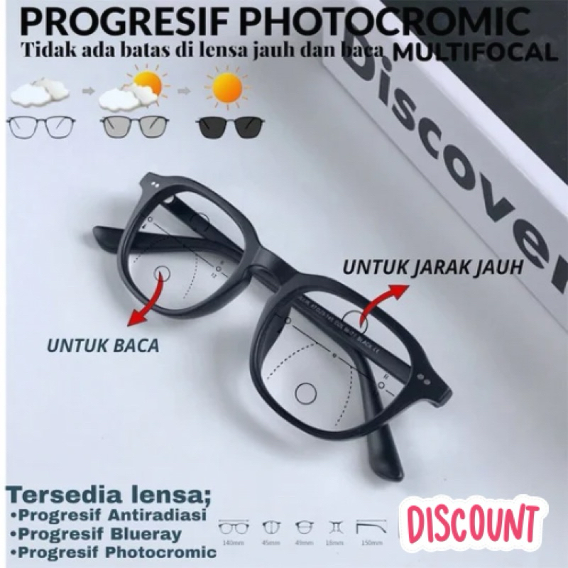 PROGRESSIVE GLASSES สําหรับ FAR AND READING PLUS & WALKING PROGRESSIVE LENS PHOTOCHROMIC ANTIRADIATI