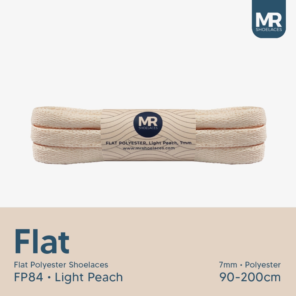 MR Shoelaces FP84 Light Peach (ยังพีช) เชือกผูกรองเท้าแบน 7mm 80cm 90cm 100cm 120cm 150cm 180cm 200c