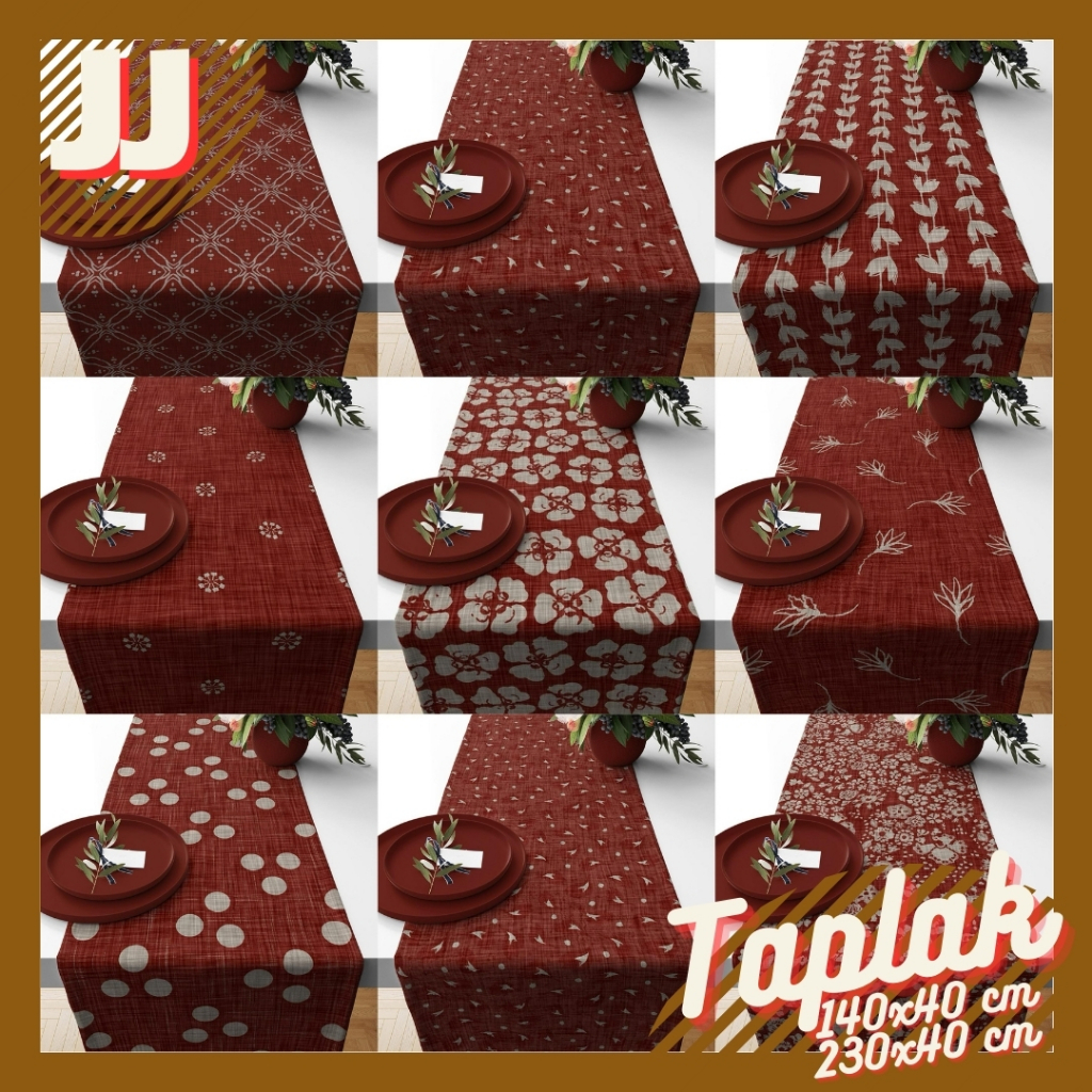 TABLE RUNNER PRINTED TABLE CLOTH RED CANVAS SERIES 140X40 และ 230X40 CM