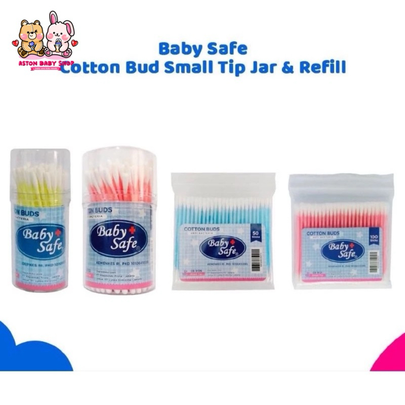 Babysafe Cotton Bud Small Tip ไหและรีฟิล 100 ชิ้น Cotton Bud baby safe