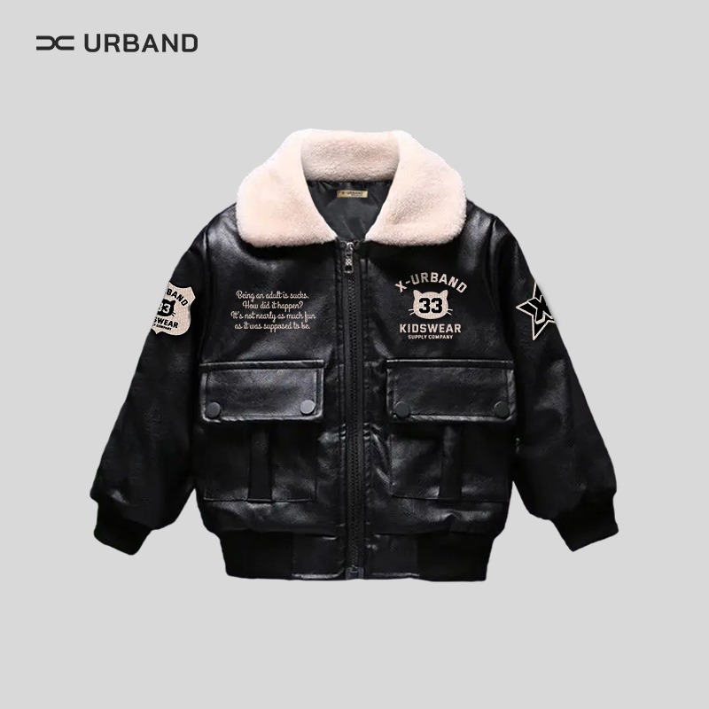 X Urband Absolute Synthetic Leather Kids Bomber Jacket